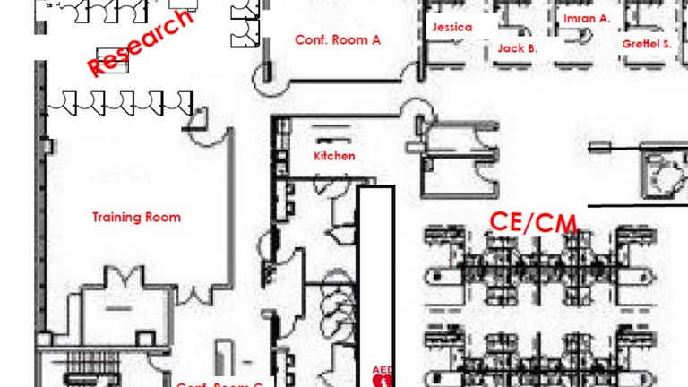 Blueprints of a new office layout