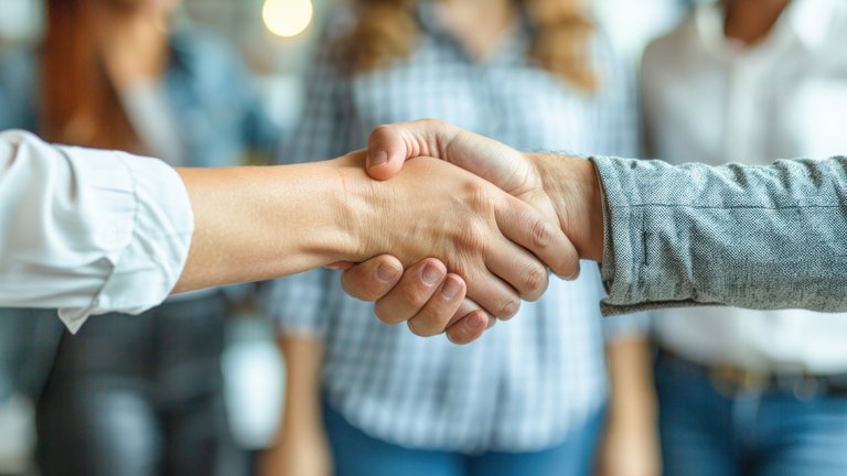 A closeup of two people shaking hands