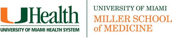 A logo for University of Miami UHealth Miller School of Medicine